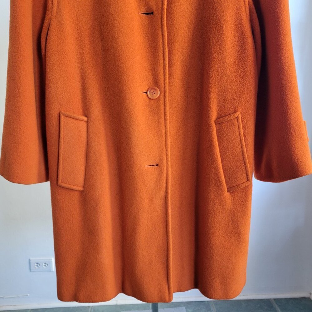 Vintage Designer Bill Blass Burnt Orange Limited Edition Wool Coat (Size: M/L) - Picture 11 of 16